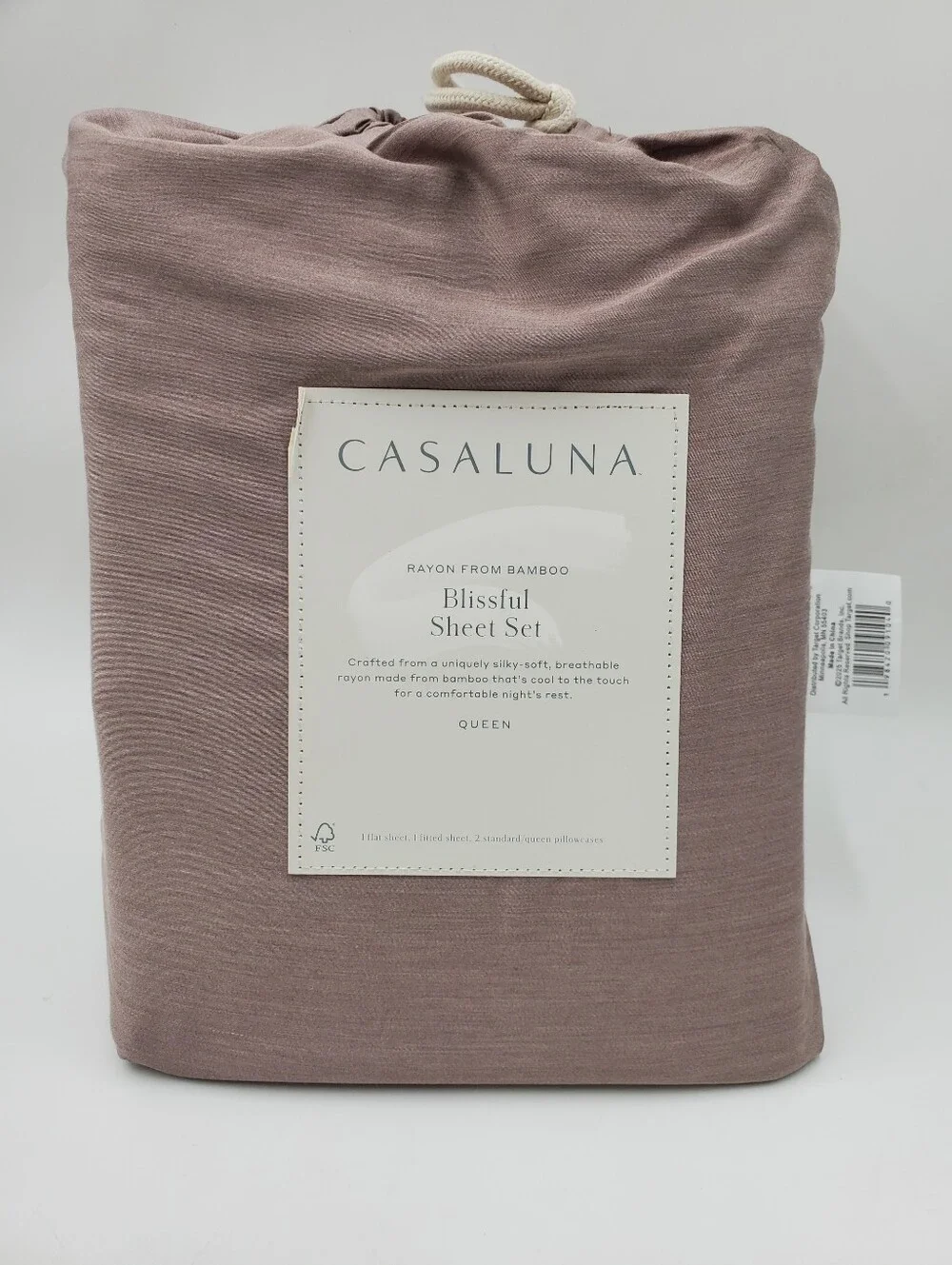 Casaluna Queen 400 Thread Count Rayon from Bamboo Sheet Set Fig Brown